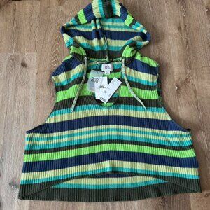 BDG Urban Outfitters NWT Green Blue Sweater Vest Pullover Hoodie Size Small